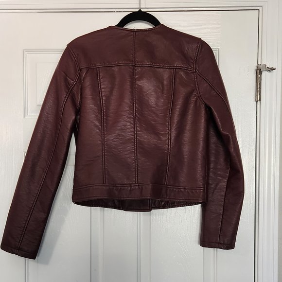 Charlotte Russe Faux Leather Jacket, Medium, Burgundy. - Picture 6 of 6